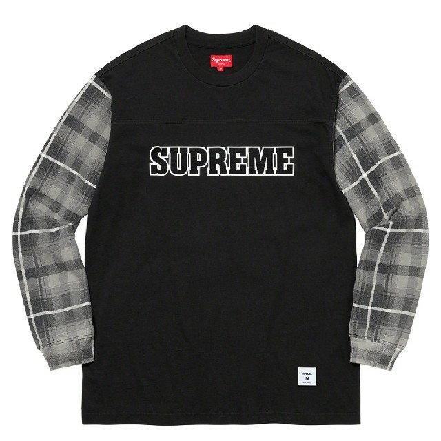 Supreme(シュプリーム)のSupreme Plaid Sleeve L/S Top  ブラック M メンズのトップス(Tシャツ/カットソー(七分/長袖))の商品写真