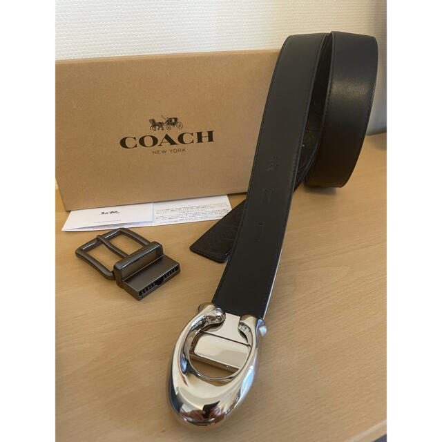 正規品COACHコーチ3点セットシグネチャーフリーサイズリバーシブルベルト専用箱