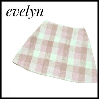 エブリン(evelyn)のevelyn エブリン ミニスカート くすみピンク ギンガムチェック 量産(ミニスカート)