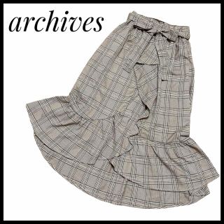 アルシーヴ(archives)のarchives アルシーヴ ロングスカート 巻きスカート チェック リボン(ロングスカート)