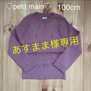 プティマイン(petit main)の【新品・未使用】petit main 花柄編みテレコニット 100㎝(ニット)