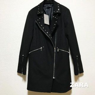 ザラ(ZARA)の【ZARA】ザラ エコレザー スタッズ ライーダースコート タグ付未使用(毛皮/ファーコート)