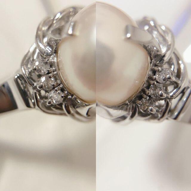 ☆仕上済☆ Pt900 プラチナ パール 真珠 ダイヤモンドリング レディース