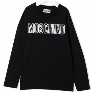 モスキーノ(MOSCHINO)のモスキーノ　シルバーロゴ　ロングTシャツ　ブラック　14(Tシャツ/カットソー(七分/長袖))