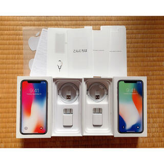 アイフォーン(iPhone)のiPhone x 付属品　1セット　箱　ケーブル アダプタ　シール　SIMピン(バッテリー/充電器)