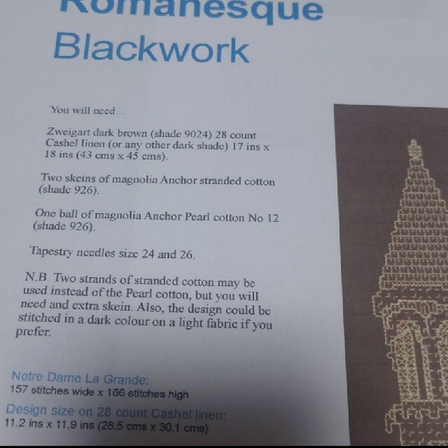 ブラックワーク刺繍図案「Notre Dame　La Grande」 ハンドメイドの素材/材料(型紙/パターン)の商品写真