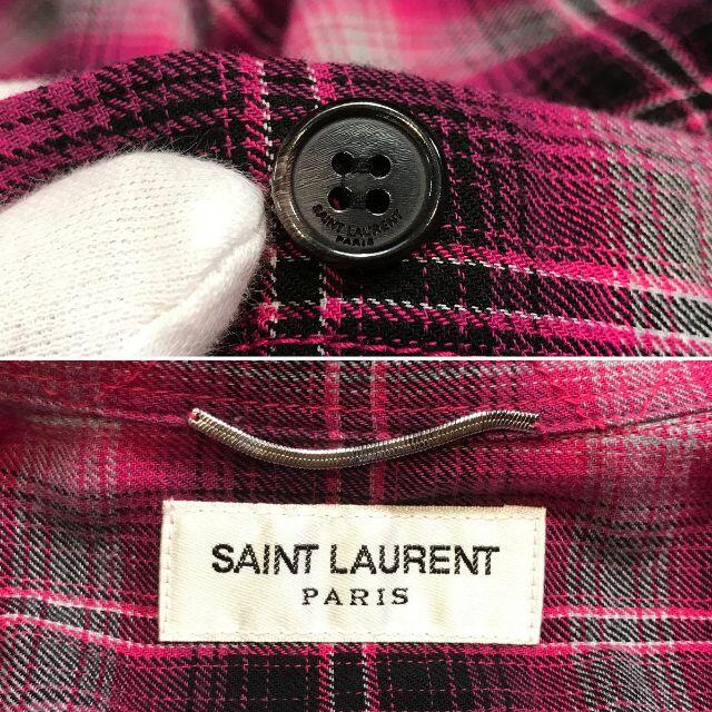 Saint Laurent(サンローラン)のあっきー様の 美品 サンローラン チェック柄 長袖シャツ ピンク メンズ XS メンズのトップス(シャツ)の商品写真