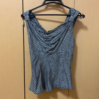 イザベルマラン(Isabel Marant)のISABEL MARANT  チェックリネンノースリーブブラウス(シャツ/ブラウス(半袖/袖なし))