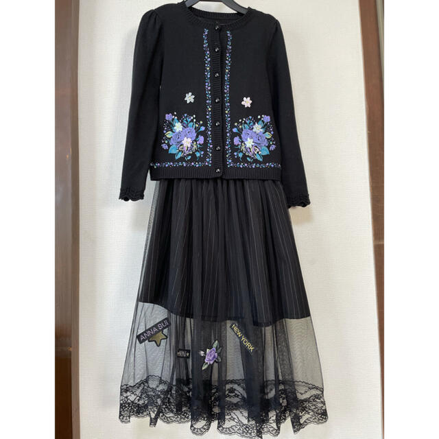 ANNA SUI mini(アナスイミニ)の美品❣️ANNA sui miniカーディガン&スカート キッズ/ベビー/マタニティのキッズ服女の子用(90cm~)(ワンピース)の商品写真