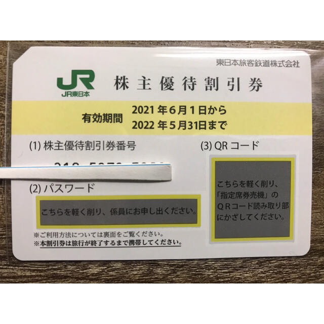 JR  jr  東日本　株主優待　割引券　2枚