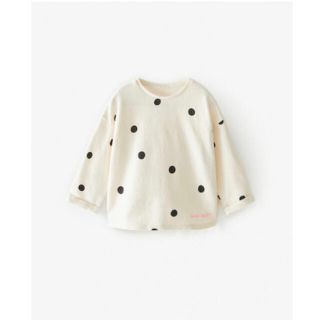 ザラキッズ(ZARA KIDS)のZARA 80㎝　9-12ヶ月　プラッシュ地　ドット柄ロンT スウェット(シャツ/カットソー)