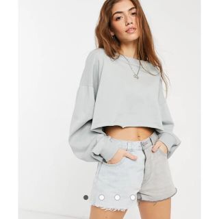 エイソス(asos)の日本未入荷新品♡ asos ボクシースウェット　UK8 セージ(カットソー(長袖/七分))