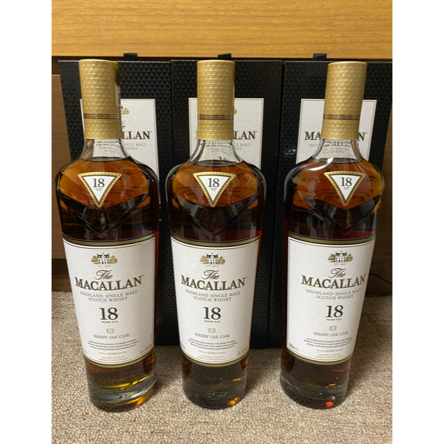 マッカラン18年  MACALLAN シェリーオーク 化粧箱付き未開栓３本セット