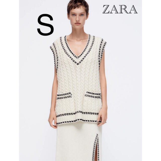 完売商品　zara ステッチディテールニットベスト