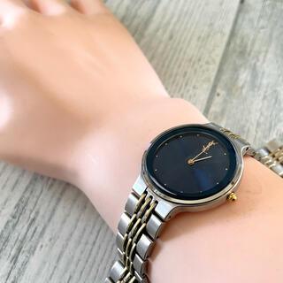 【電池交換済】Yves Saint Laurent  腕時計 Yカット ネイビー