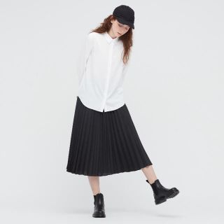 ユニクロ(UNIQLO)の新品未使用　ユニクロ　レーヨン ブラウス　長袖　白　S(シャツ/ブラウス(長袖/七分))