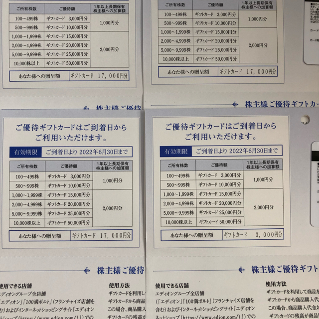 54000円分 エディオン 株主優待 ギフトカード チケットの優待券/割引券(ショッピング)の商品写真