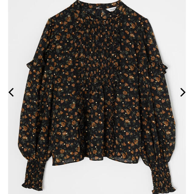 moussy - 今季新作♡MOUSSY FOIL PRINT FRILL ブラウス♡ブラックの