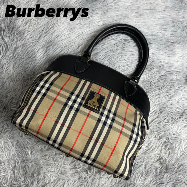 ○美品 激レア○Burberrys ハンドバッグ ノバチェック ホースロゴ