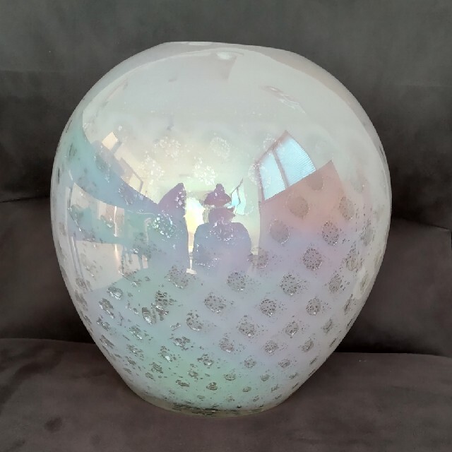 昭和レトロ　花瓶　フラワーベース　クラフトガラス