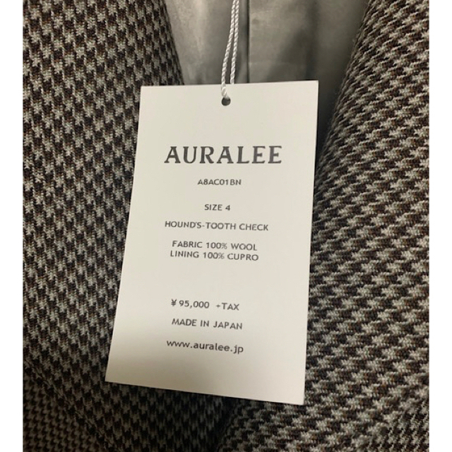 美品 AURALEE ハウンドトゥース ダブルフェイス ロングコート4 タグ付 メンズのジャケット/アウター(ステンカラーコート)の商品写真