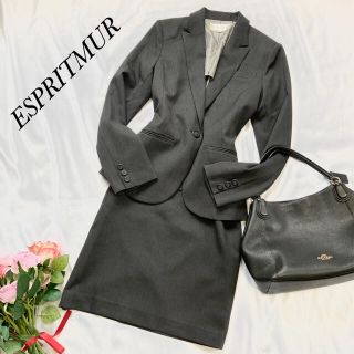 【美品】ESPRITMUR ツーピース シングル グレー 無地 9号(スーツ)