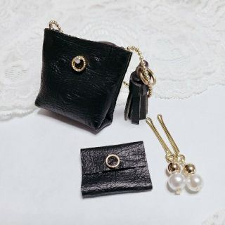 リカちゃん　アクセサリー　ハンドメイド　ピアス　イヤリング　カバン　サイフ(ピアス)