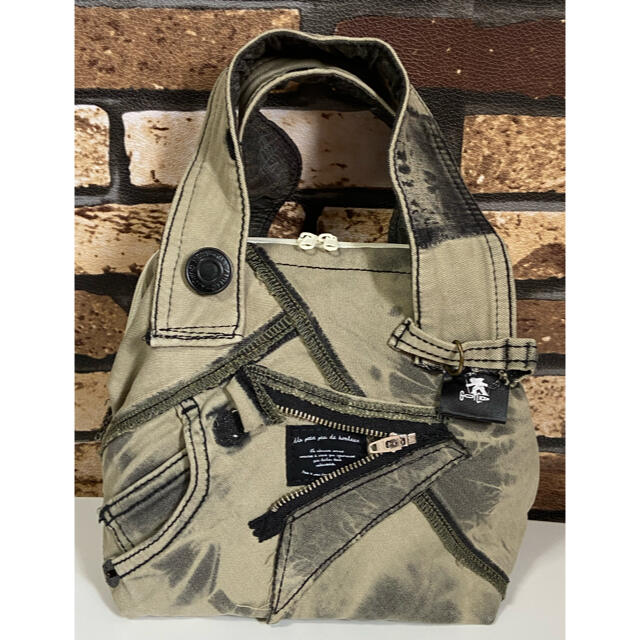 デニムリメイクバッグ ハンドメイドのファッション小物(バッグ)の商品写真