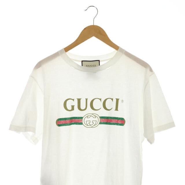 Gucci(グッチ)のグッチ ロゴ オーバーサイズ コットン Tシャツ カットソー 白 457095 レディースのトップス(その他)の商品写真