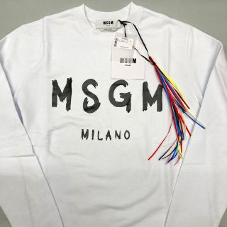 エムエスジイエム(MSGM)の【新品未使用】MSGMメンズペイントロゴ スウェットトレーナー M 白(ロゴ黒)(スウェット)