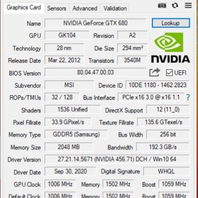 msi Geforce GTX680 1
