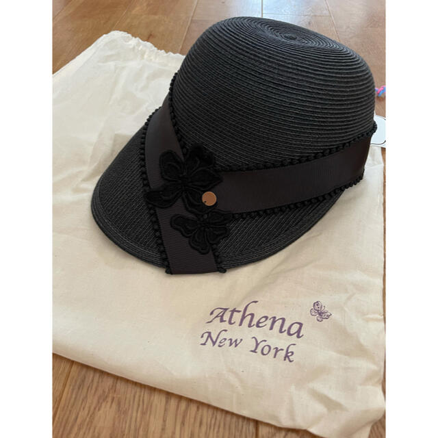 BARNEYS NEW YORK(バーニーズニューヨーク)の新品　27000円ほど　アシーナニューヨーク　帽子　黒 レディースの帽子(麦わら帽子/ストローハット)の商品写真