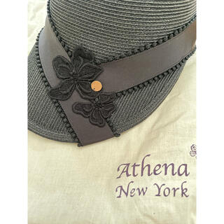 バーニーズニューヨーク(BARNEYS NEW YORK)の新品　27000円ほど　アシーナニューヨーク　帽子　黒(麦わら帽子/ストローハット)