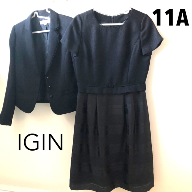 SOIR(ソワール)の美品◆IGIN （イギン）ワンピーススーツ◆ 9号11号MLフォーマル 冠婚葬祭 レディースのフォーマル/ドレス(スーツ)の商品写真