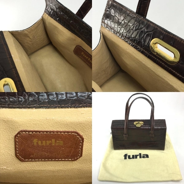 Furla(フルラ)のフルラ FURLA 型押し ミニバッグ トートバッグ 型押しレザー ブラウン レディースのバッグ(トートバッグ)の商品写真