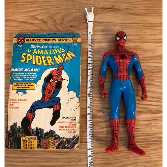 スパイダーマン　フィギュア、洋書コミックのセット