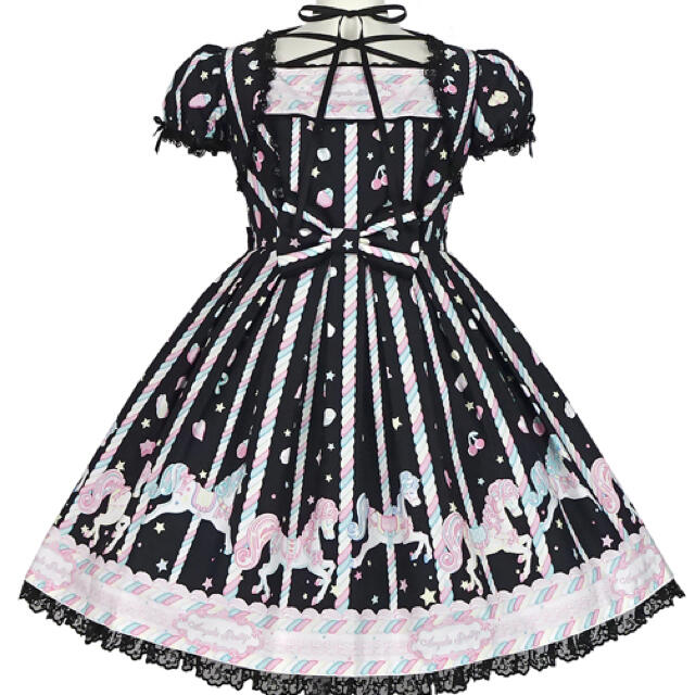 Angelic Pretty(アンジェリックプリティー)のSugary Carnival ワンピース黒　カチュ付き レディースのワンピース(ひざ丈ワンピース)の商品写真