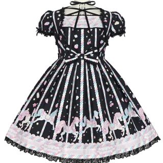 アンジェリックプリティー(Angelic Pretty)のSugary Carnival ワンピース黒　カチュ付き(ひざ丈ワンピース)