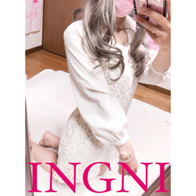 INGNI(イング)の4038.INGNI 7分袖 シフォン 刺繍レース ミニワンピース レディースのワンピース(ミニワンピース)の商品写真