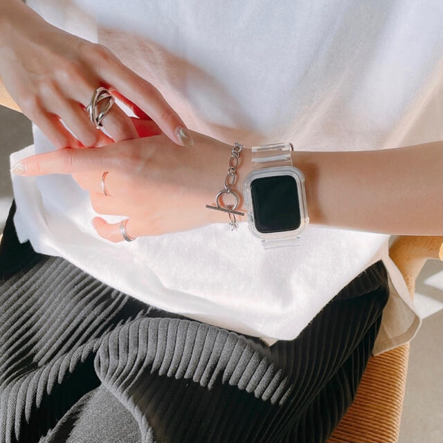 Apple Watch‎ ベルト アップルウォッチ 透明 韓国雑貨 クリアバンド メンズの時計(ラバーベルト)の商品写真