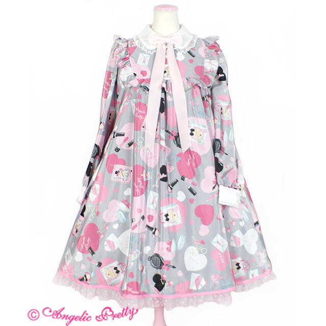 Angelic Pretty(アンジェリックプリティー)のLovely Shoppingワンピース　グレー レディースのワンピース(ひざ丈ワンピース)の商品写真