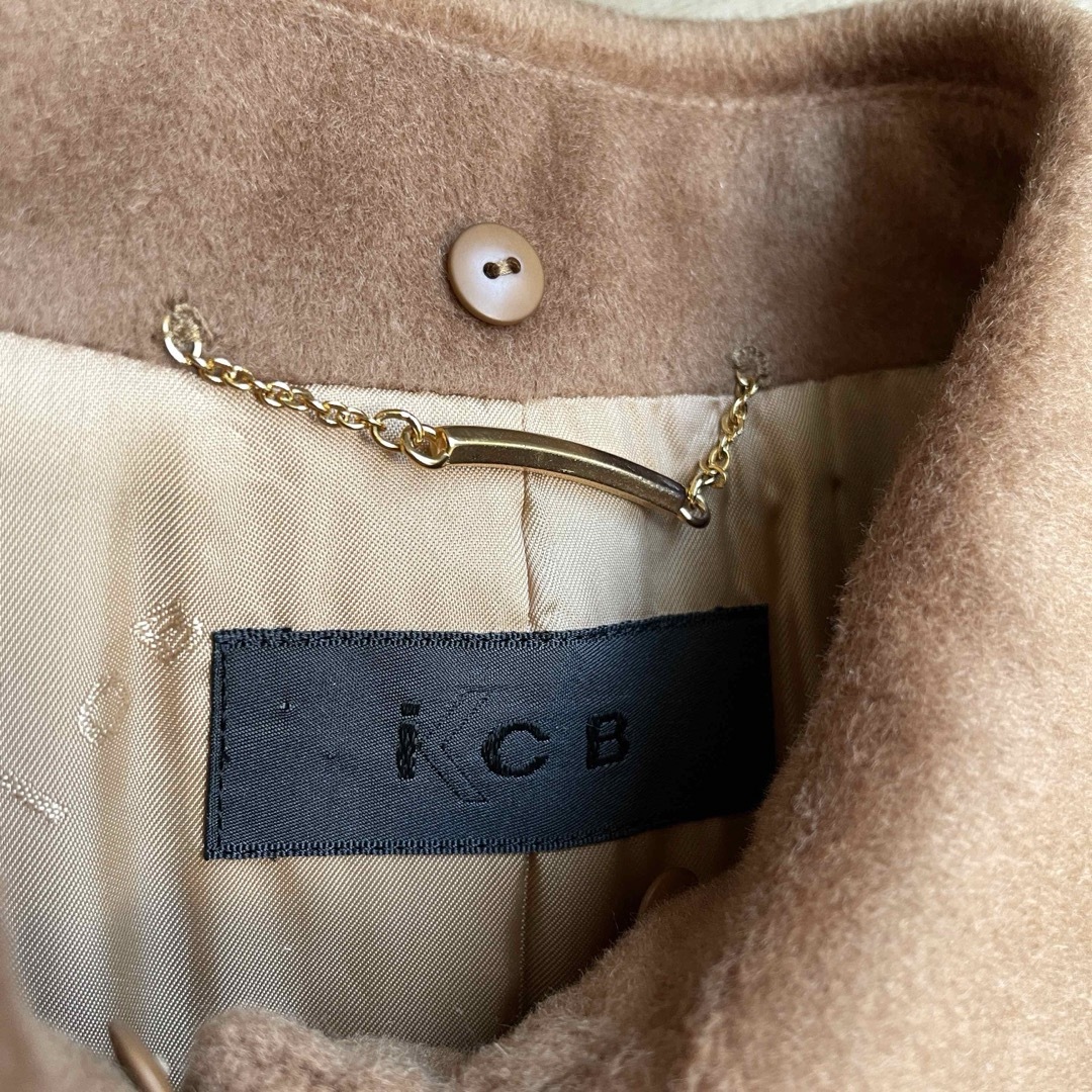 ICB(アイシービー)の美品 サイズ9号 ICB ベルテッド ロングコート カシミヤ アンゴラ ブラウン レディースのジャケット/アウター(ロングコート)の商品写真