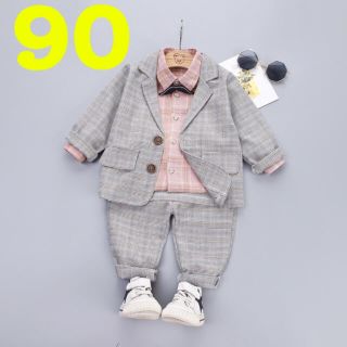 [新品] ジャケット、シャツ、パンツ セットアップ  90 韓国 子供服(その他)