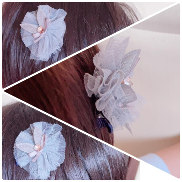 オトナチックくすみカラーのうさみみヘアピン ハンドメイドのアクセサリー(ヘアアクセサリー)の商品写真