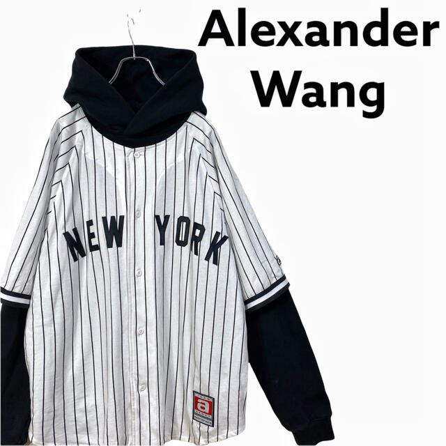 Alexander Wang(アレキサンダーワン)の【廃盤】アレキサンダーワン ベースボールシャツ ドッキング パーカー メンズ メンズのトップス(パーカー)の商品写真