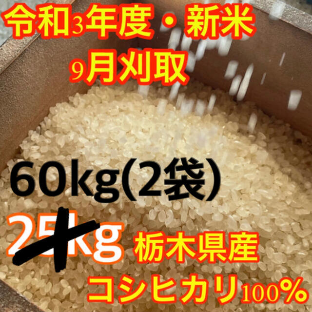 R3年度新米・玄米60kg】栃木県の指定優良農地で採れたブランド米コシヒカリ　くらしを楽しむアイテム