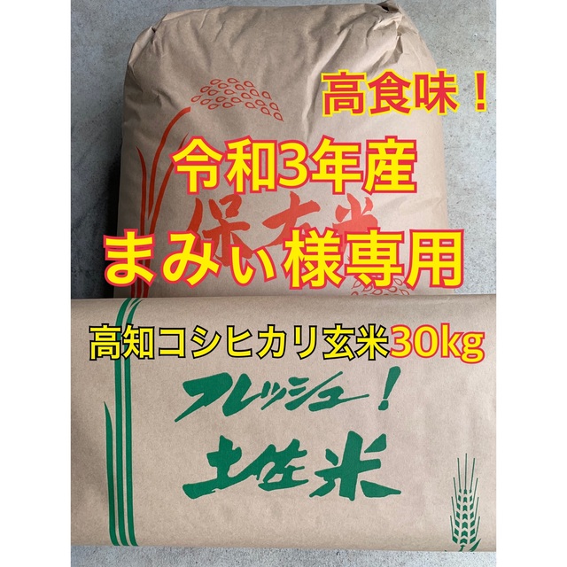 【在庫処分】令和3年 高知産(高食味！) 低農薬栽培コシヒカリ玄米30kg