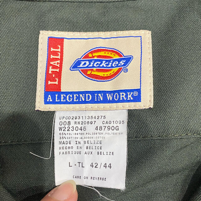 Dickies(ディッキーズ)のやや難あり/Dickies★長袖つなぎ　オリーブグリーン？　サイズL-TALL メンズのパンツ(サロペット/オーバーオール)の商品写真