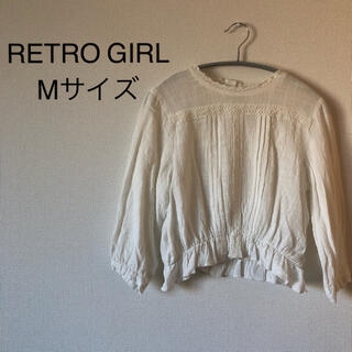 RETRO GIRL レトロガール　レース　白　ホワイト　ブラウス　七分　M(シャツ/ブラウス(長袖/七分))