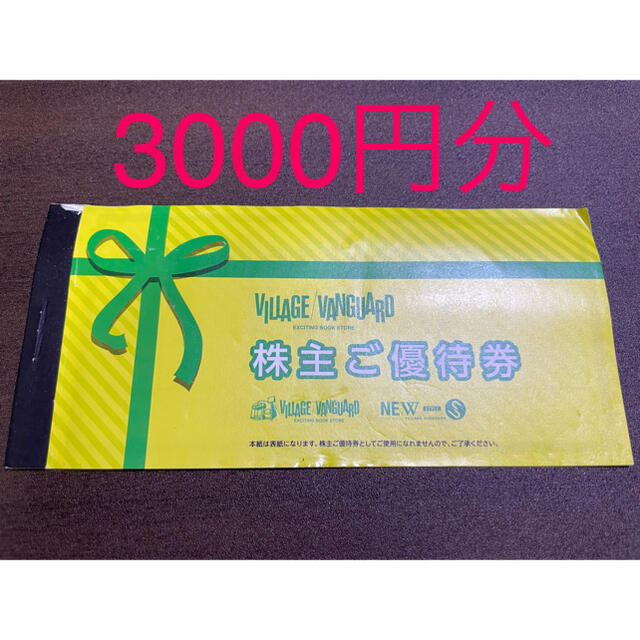 ヴィレッジヴァンガード　株主優待券　3000円分 チケットの優待券/割引券(ショッピング)の商品写真